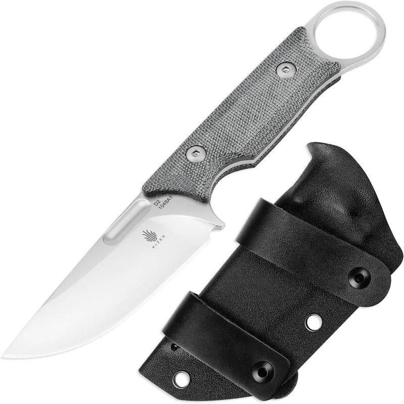 KIZER سكين كابوكس الثابتة 3.35 بوصة من فولاذ D2 سكين صيد ثابتة مقبض ميكارا مع غلاف سكين جيب 1048A1 - Image 1